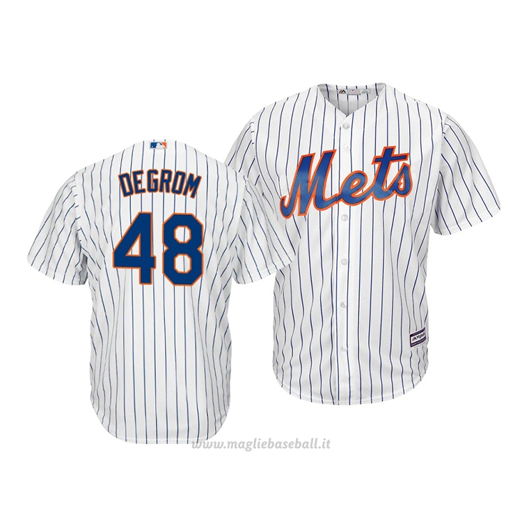 Maglia Baseball Uomo New York Mets Jacob Degrom 48 Bianco Home Cool Base